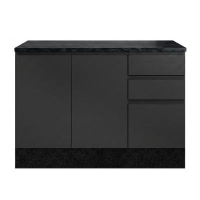 Balcão com Tampo Etna 3 Portas 2 Gavetas MDP 120CM Grafite