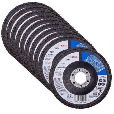 Disco de Lixa Flap X421 Grão 120 4.1-2pol 10 Unidades Curvo Bivolt Bosch