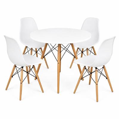 Conjunto Mesa Eiffel 4 Lugares Tampo em MDF Cadeiras Polipropileno Branco 80CM Decoreshop