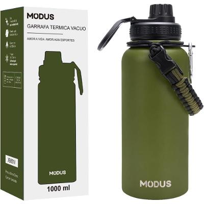 Garrafa Térmica Esportiva Aço Inox 950ml Verde Isolada a Vácuo para Água Academia