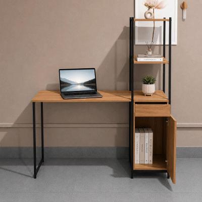Escrivaninha Siena com Armário e Prateleiras Industrial 1 Gaveta MDF-MDP 122CM Preto-canela KLM