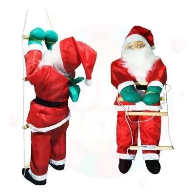 Enfeite de Natal Papai Noel Natalino Escalador Decoração Premium Vermelho com Escadinha