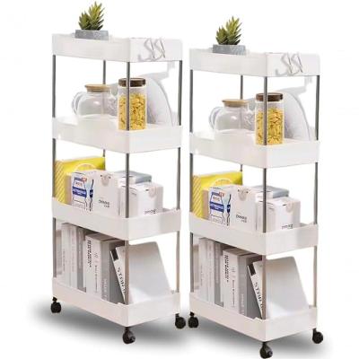 Carrinho Organizador Multiuso Slim com 4 Prateleiras e Rodinhas Plástico Resistente para Cozinha