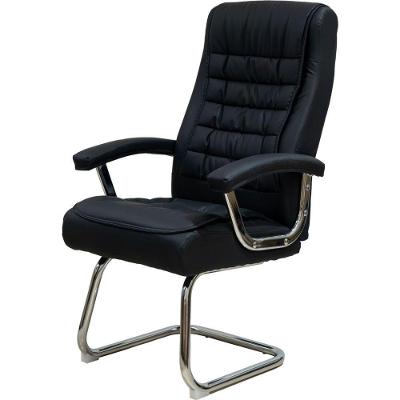 Cadeira Escritório Presidente Spring Oslo Domann Design Fixa Assento Pu Base Metal Preto
