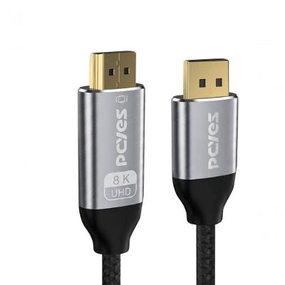 Cabo Displayport 1.4 para Hdmi 2.1 m PDPHM-2N Alta Definição Revestimento em Nylon Preto Pcyes 2
