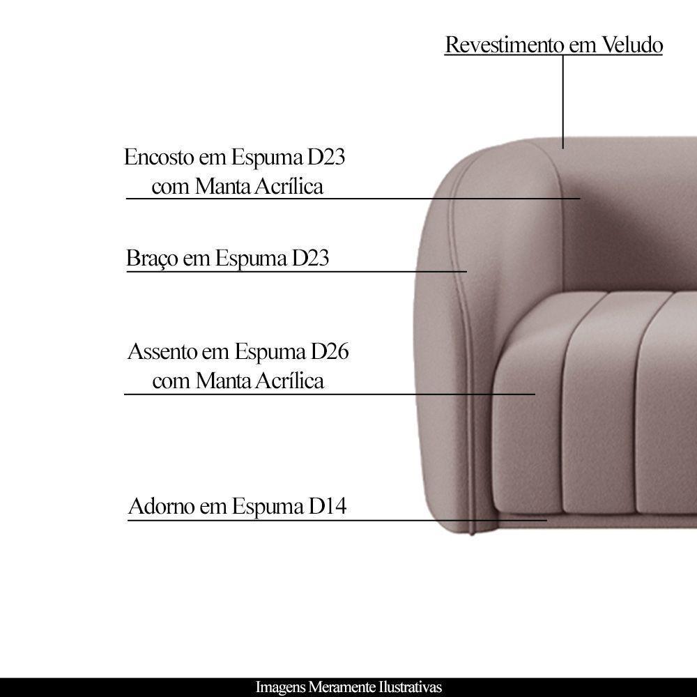 Poltrona Decorativa Sala De Estar Adam Veludo Rosê G45 - Gran Belo - 8