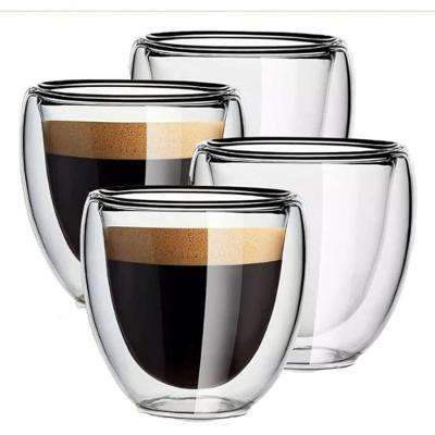 Conjunto de Xícaras de Vidro Borossilicato 100ml Parede Dupla Anticalor para Café Chá e Bebidas