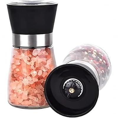 Kit 2 Moedores Giratórios de Sal e Pimenta Premium com Mecanismo Cerâmico Preto
