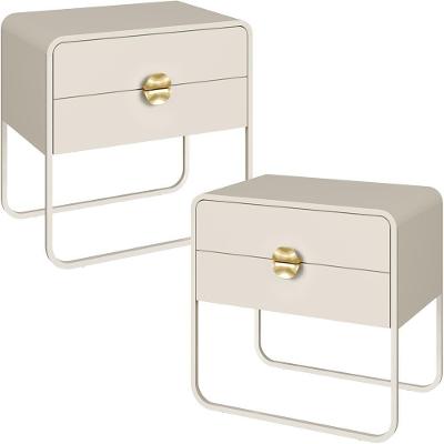Kit 2 Mesas de Cabeceira Alek A03 2 Gavetas 60CM Off White Lyam Decor