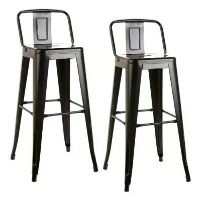Kit 2 Banquetas Altas Industrial com Encosto Aço Preto 76CM Decoreshop