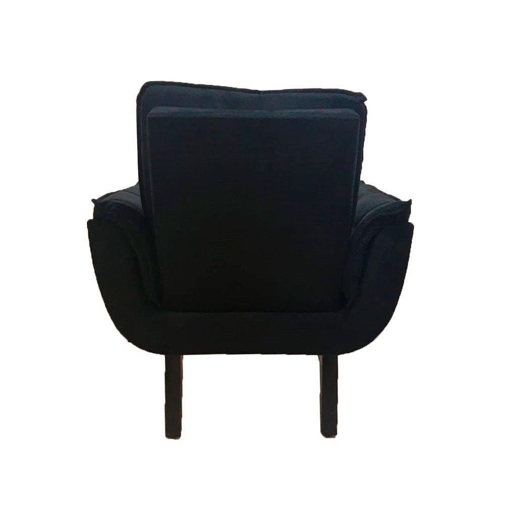 Poltrona Decorativa Opala Plus Para Sala De Estar Quarto Escritório - Preto . - Cor: Preto - 3