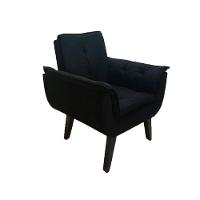 Poltrona Decorativa Opala Plus Para Sala De Estar Quarto Escritório - Preto . - Cor: Preto - 1