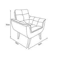 Poltrona Decorativa Opala Plus Para Sala De Estar Quarto Escritório - Preto . - Cor: Preto - 2