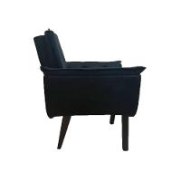 Poltrona Decorativa Opala Plus Para Sala De Estar Quarto Escritório - Preto . - Cor: Preto