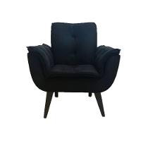 Poltrona Decorativa Opala Plus Para Sala De Estar Quarto Escritório - Preto . - Cor: Preto - 5