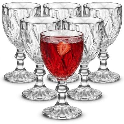 Jogo de Taças Diamond com Relevo Decorativo em Vidro para Mesa Posta Transparente 6