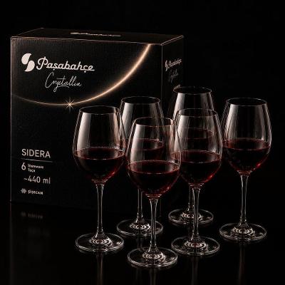 Jogo de Taças para Vinho Haste Inteiriça Borda Fina Cristal Bohemia 6 Unidades 440ML