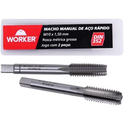 Jogo de Macho Manual M10 X 1,5mm HSS 2 Peças Worker