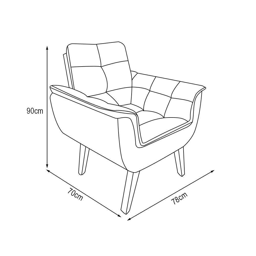 Poltrona Decorativa Opala Plus Para Sala De Estar Quarto Escritório - Cinza . - Cor: Cinza - 2