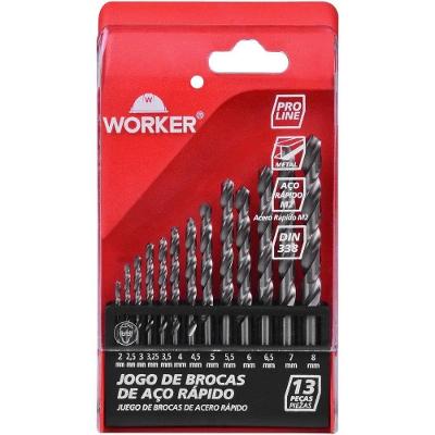 Jogo de Brocas 442968 Alta Precisão para Metais HSS Inox Worker 13 Peças