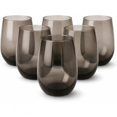 Jogo 6 Copos Balão Aruba Vidro Fumê 475ml Design Elegante e Resistente