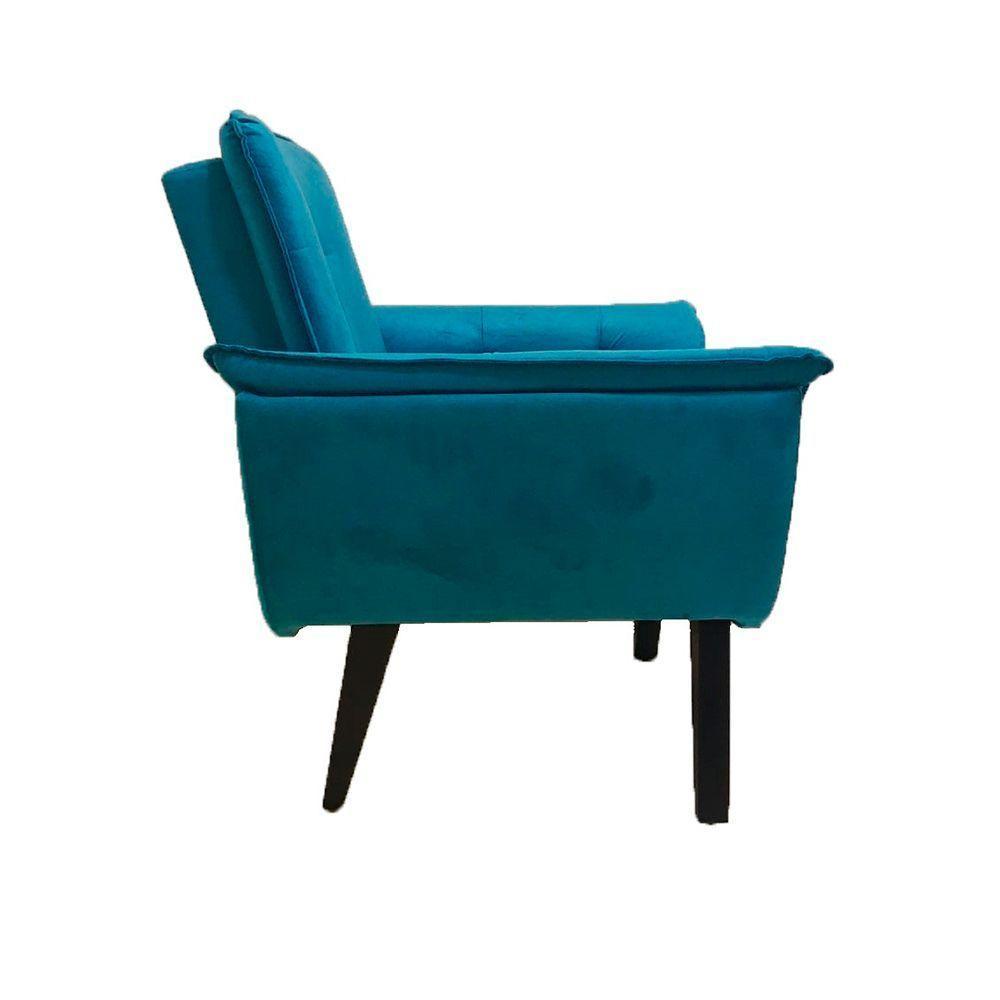Poltrona Decorativa Opala Plus Para Sala De Estar Quarto Escritório - Azul Turquesa. - Cor: Azul - 4