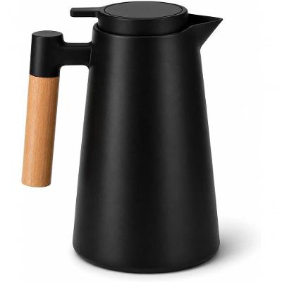Garrafa Térmica Nórdica Vidro 1L com Cabo de Madeira Preto