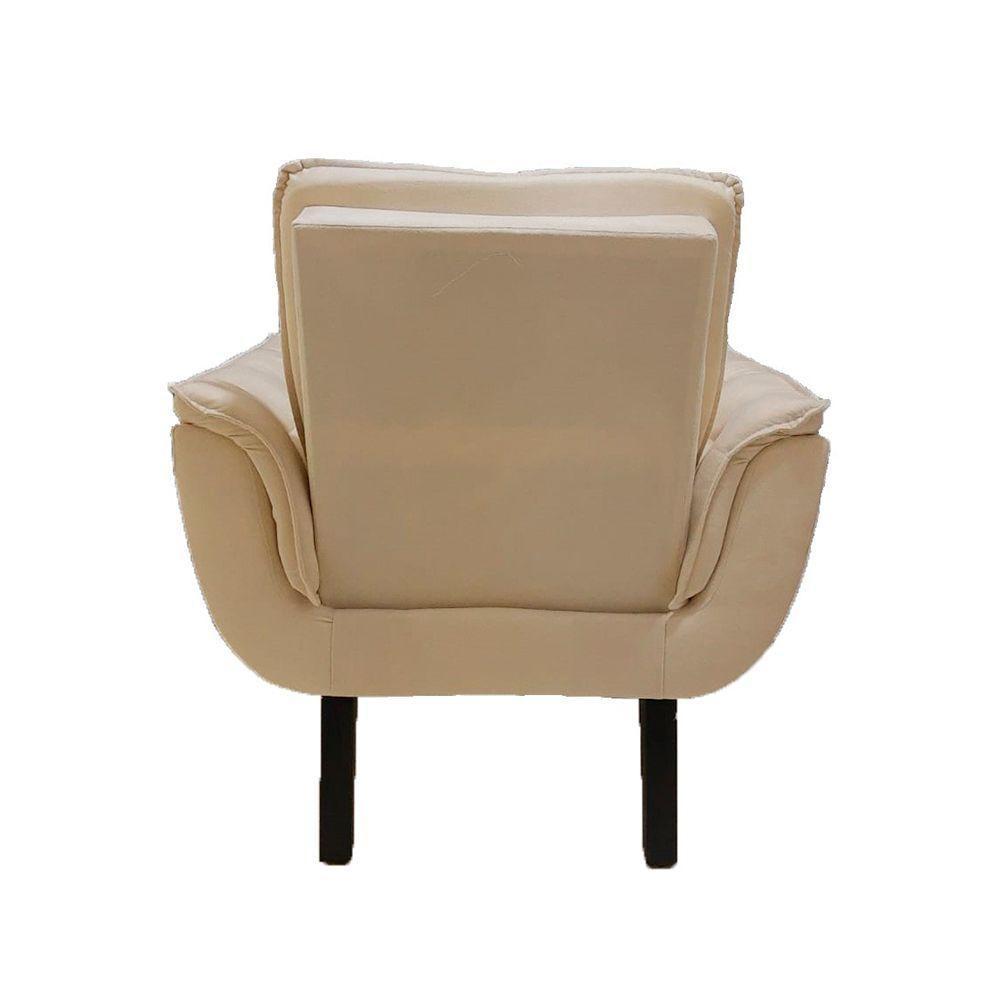 Poltrona Decorativa Opala Plus Para Sala De Estar Quarto Escritório - Bege . - Cor: Bege - 3