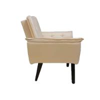 Poltrona Decorativa Opala Plus Para Sala De Estar Quarto Escritório - Bege . - Cor: Bege - 4