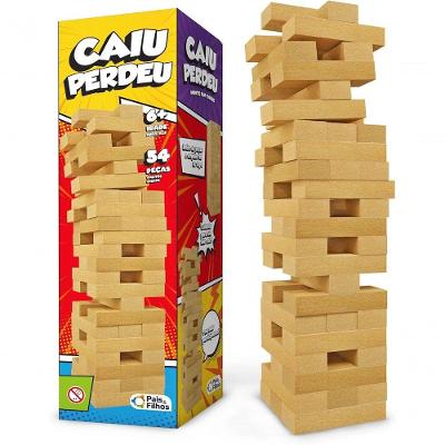 Jogo Caiu Perdeu 54 Peças Desenvolve Raciocínio Amadeirado 54PÇS