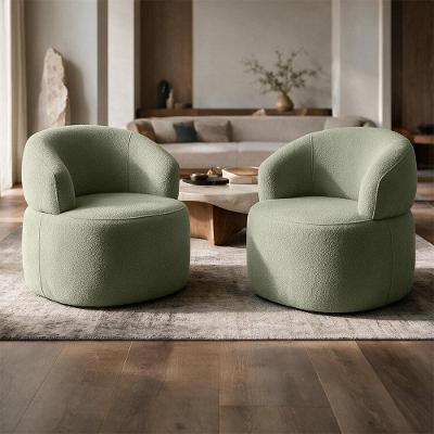 Kit 2 Poltronas Giratória Carmen F04 Bouclê Confortável Verde Oliva Lyam Decor