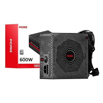 Fonte de Alimentação ATX ELEC600W 600W PFC Ativo Preto Pcyes