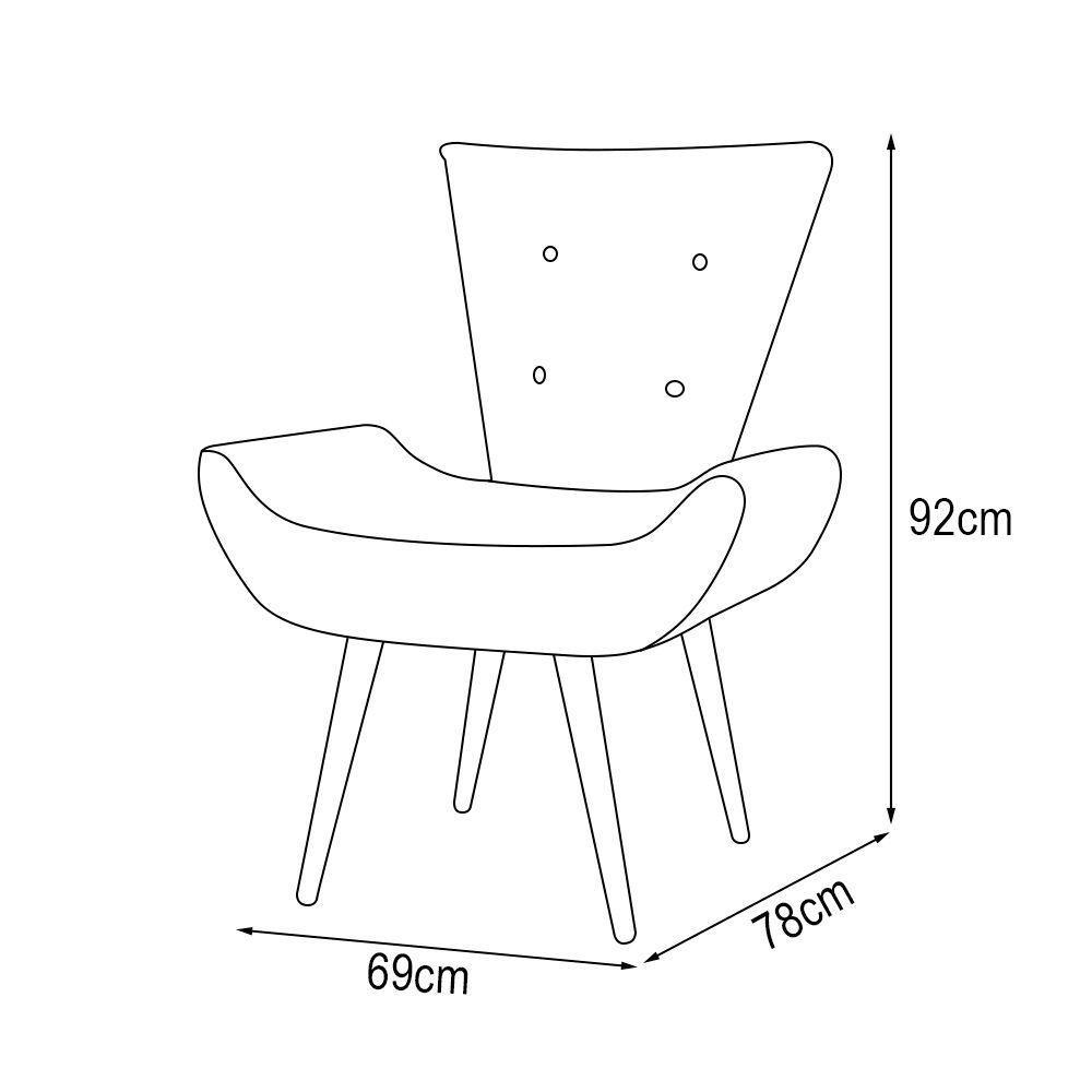 Poltrona Decorativa Emilia Pé Palito Em Suede - Bege - Cor: Bege - 2