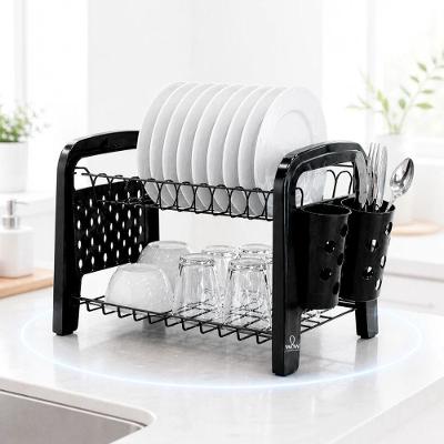 Escorredor de Louça Secador Porta Talheres em Aço Preto Organizador para Cozinha Moderno