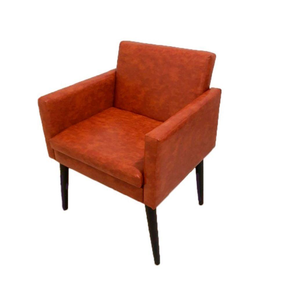 Poltrona Decorativa Luca Soft Sala De Recepção Em Tecido Sintético - Caramelo - Cor: Amarelo - 1