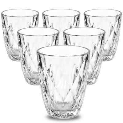 Jogo de Copos Copo Diamante Vidro Grosso Luxo para Água e Suco Transparente 6 Unidades