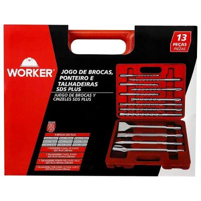 Jogo de Brocas e Talhadeiras 272468 SDS Plus Aço Cromo Worker