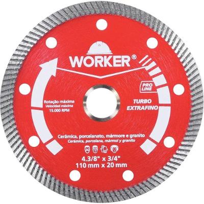 Disco Diamantado Turbo Worker Corte Preciso em Porcelanato Inox 110MM X 20MM