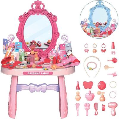 Penteadeira Infantil Princesa com Espelho e Acessórios Faz de Conta Rosa