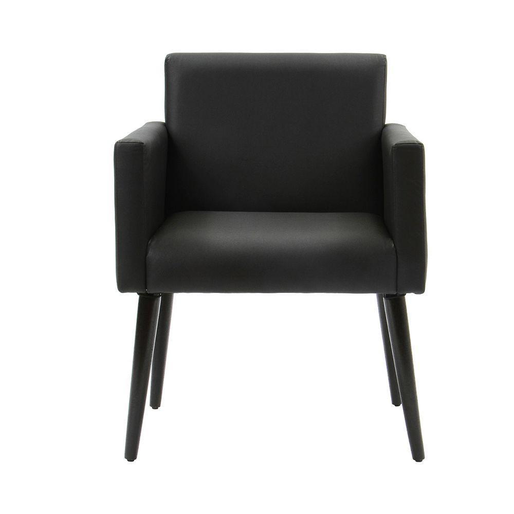 Poltrona Decorativa Luca Soft Sala De Recepção Em Tecido Sintético - Preto - Cor: Preto - 4