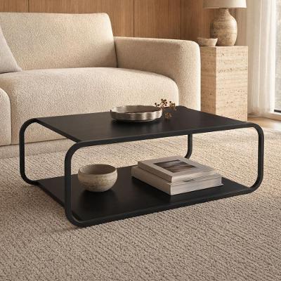 Mesa de Centro Alek A03 Orgânica MDF Metal 80CM Preto Lyam Decor