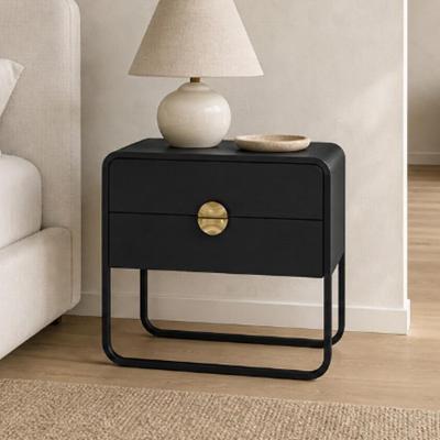 Mesa de Cabeceira Alek A03 2 Gavetas Corrediças Telescópicas Nero Preto