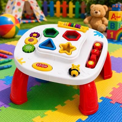 Mesinha Didática Infantil com Atividades Brinquedo Educativo Sensorial Formas de Encaixe e Som 12