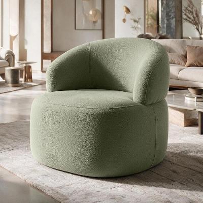 Poltrona Giratória Carmen F04 Bouclê Confortável Verde Oliva Lyam Decor
