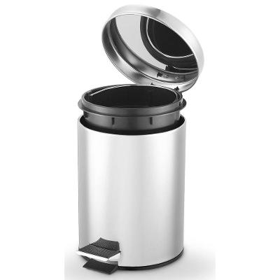 Lixeira Redonda Powermaid 12L Aço Inox com Pedal Prata
