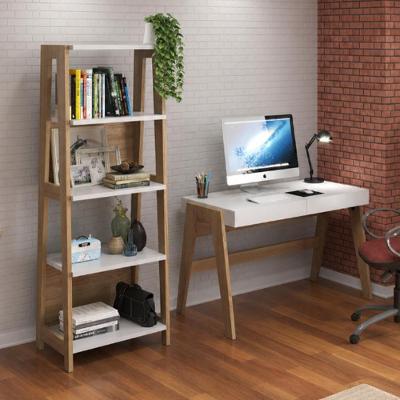 Mesa Escrivaninha com Estante Soul A03 Moderno 2 Gavetas MDP 120CM Off White Lyam Decor