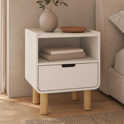 Mesa de Cabeceira Nordic A03 Moderno 1 Gaveta MDP 45CM Off White Lyam Decor