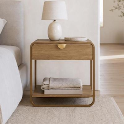 Mesa de Cabeceira Alek A03 1 Gaveta Corrediças Telescópicas Hanover Dourado Lyam Decor