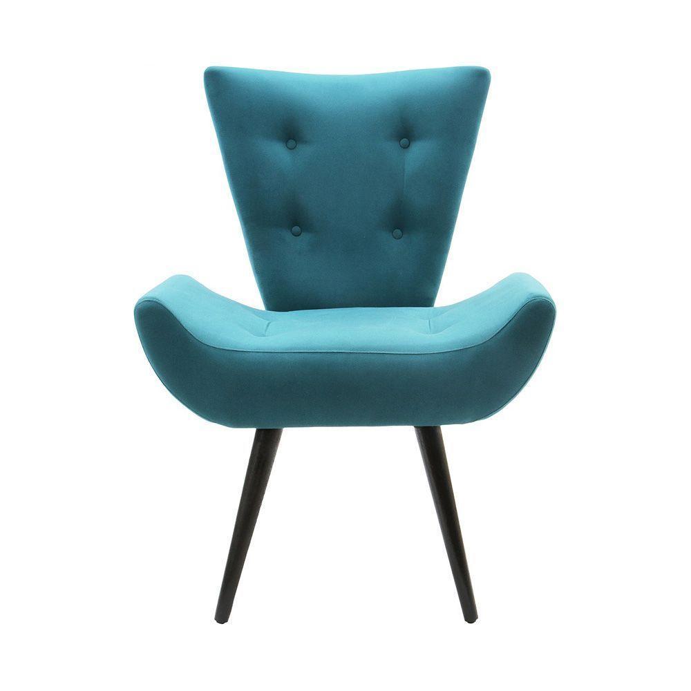 Poltrona Decorativa Emilia Tecido Suede - Azul Turquesa - Cor: Azul - 5