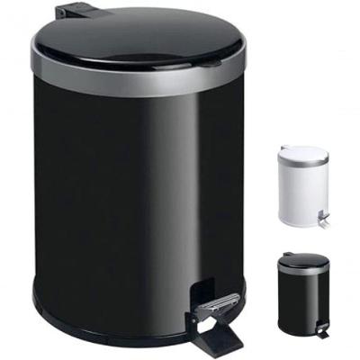 Lixeira com Pedal Polipropileno Aro Prata 5L Abertura sem Contato Preto Viel